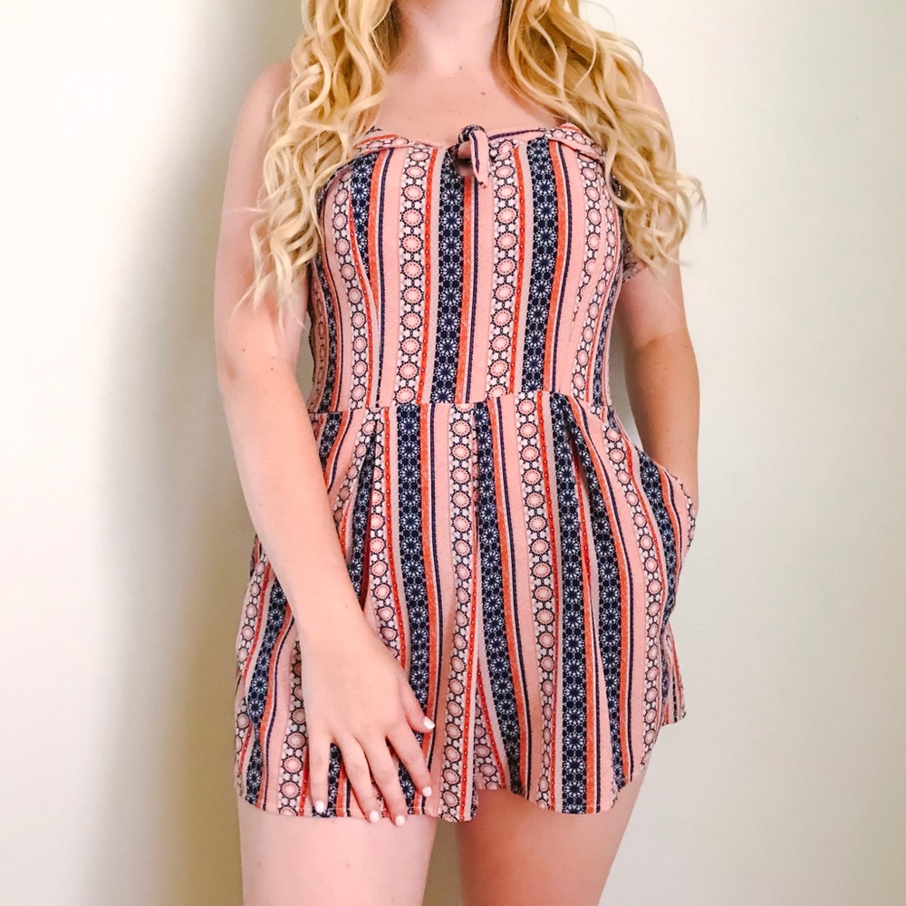 Pink Patterned Romper